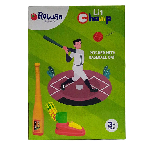 Rowan Automatic Pitcher with Baseball & Bat