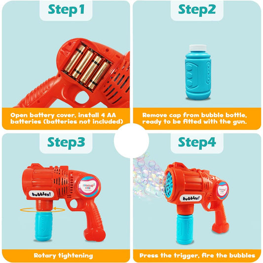 Rowan Bubble Blaster Gun with LED Light & Soap Solution 120 ML, 1000+ Bubbles Per Minute-Yellow