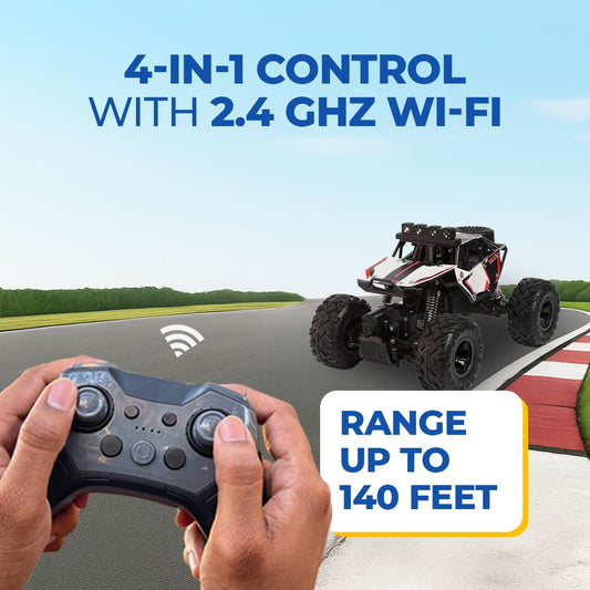 ELECTROBOTIC Off-Roader 4x4 RC Car, True 4-Wheel Drive, High-Speed with Bright Headlights, Multicolor