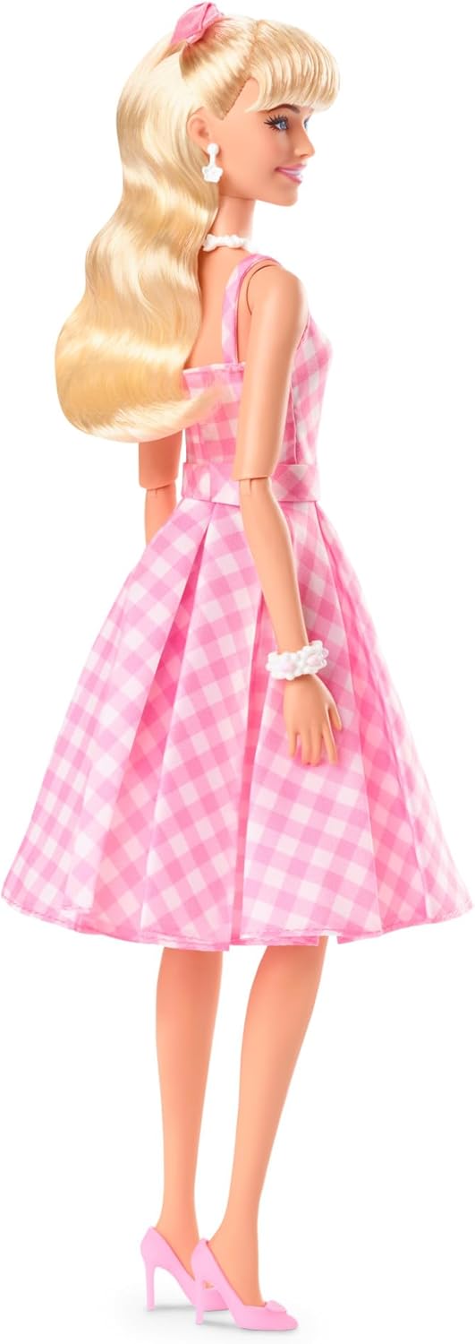 Barbie The Movie Doll, Margot Robbie as, Collectible Doll Wearing Pink and White Gingham Dress