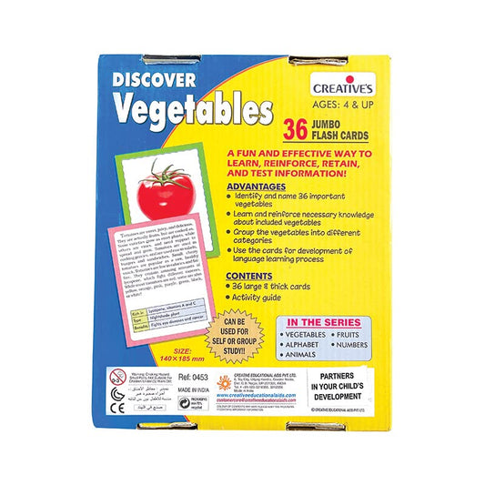 Creative's Discover Vegetables, Jumbo Flash Cards, Useful Facts & Information About Each Vegetables