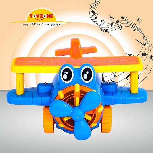 Toyzone Vintage Plane Bump 'N' Go- Battery Operated Toy, Light & Music Aeroplane Toy for Kids