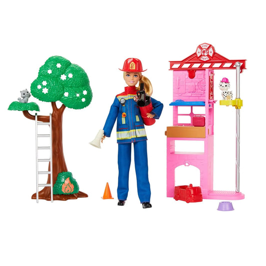 Barbie Firefighter Playset With Blonde Fashion Doll For Kids