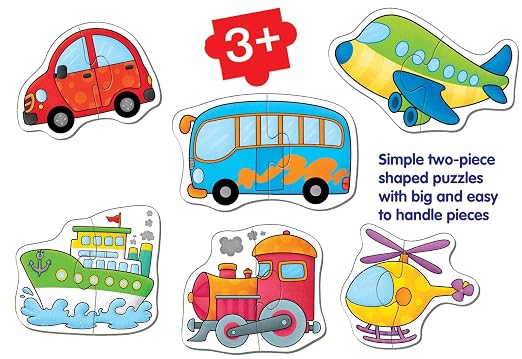 Frank Transport Puzzles - A Set of 6 Two-Piece Shaped Jigsaw Puzzle