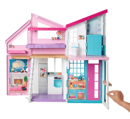 Barbie Malibu House 2-Story, 6-Room Dollhouse with Transformation Features