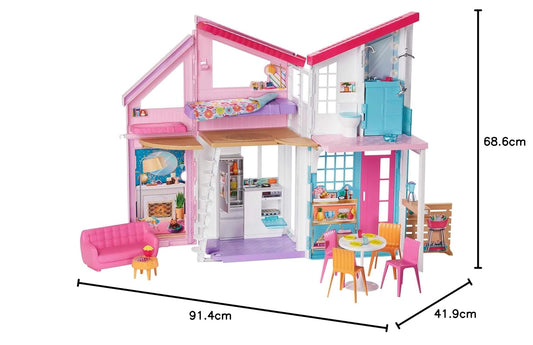 Barbie Malibu House 2-Story, 6-Room Dollhouse with Transformation Features