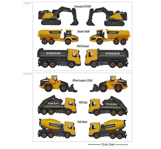Majorette Volvo Construction 3 Piece Set, Random Selection from 2 Assorted Models sets