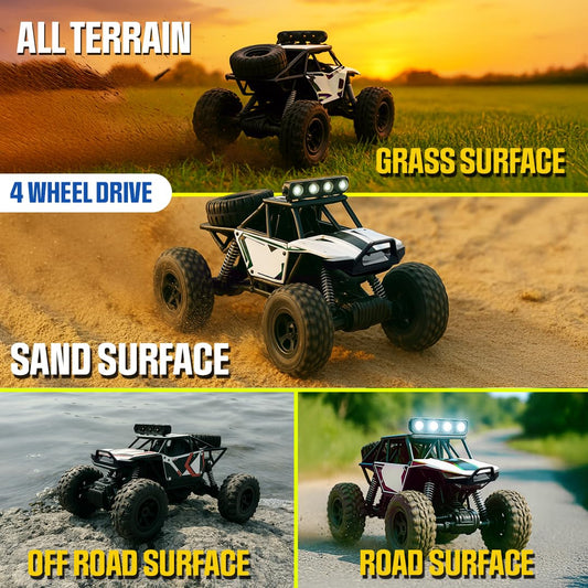 ELECTROBOTIC Off-Roader 4x4 RC Car, True 4-Wheel Drive, High-Speed with Bright Headlights, Multicolor