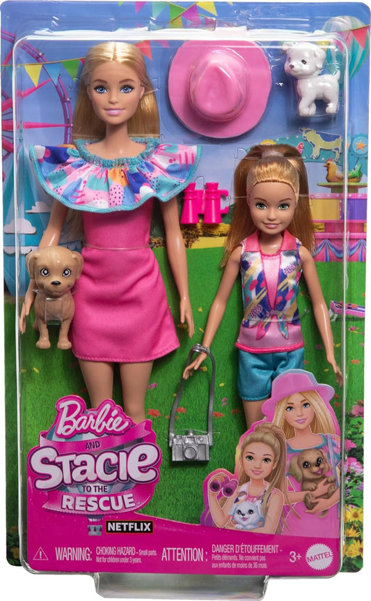 Barbie & Stacie Doll Set with 2 Pet Dogs & Accessories, Dolls with Blonde Hair & Blue Eyes