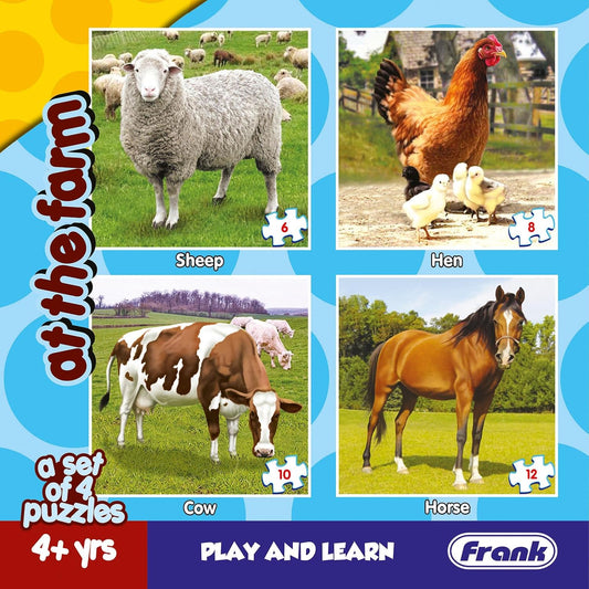 Frank Animal Puzzles for Kids – At The Farm, Set of 4 Jigsaw Puzzles for Kids
