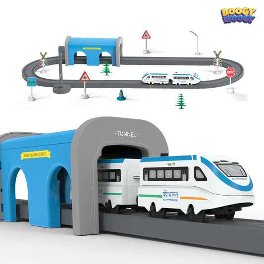 BOOGYWOOGY BHARAT Express, TYPE-C Rechargeable Engine, Train Set with Magnetic Tracks-49 Pcs