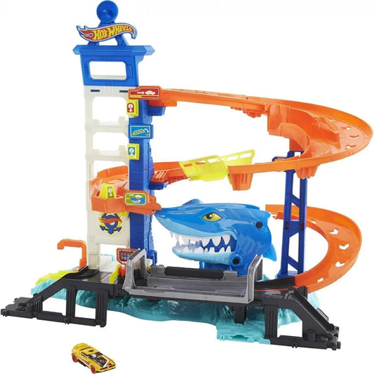 Hot Wheels Attacking Shark Escape City Fall Key Playset HDP06