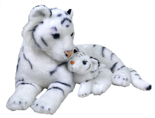 Wild Republic MOM & BABY TIGER WHITE Stuffed Animal