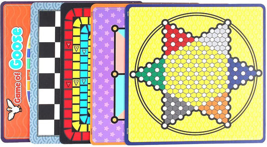 SKOODLE Quest Centurion, 5 Double sided 100 Classic Family Board Games Collection