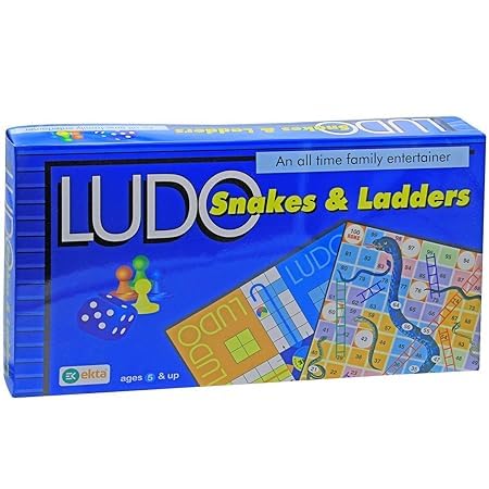 EKTA Ludo, Snakes & Ladders Best Size Laminated Hard Board Family Entertainer
