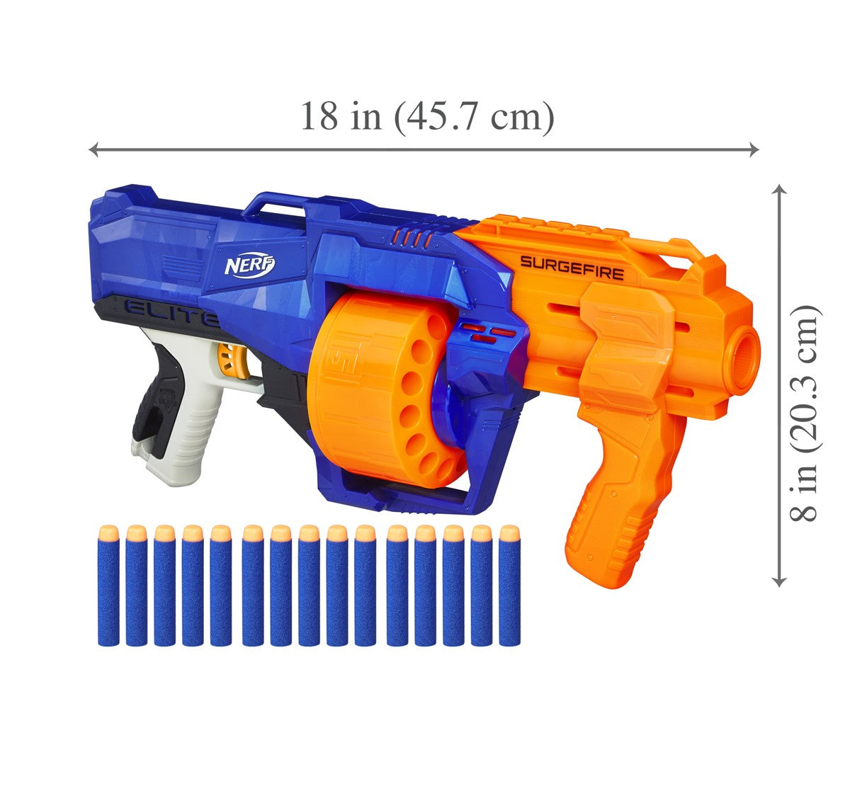 Nerf Surgefire Elite Blaster 15-Dart Rotating Drum, Slam Fire, Includes 15 Official Elite Darts
