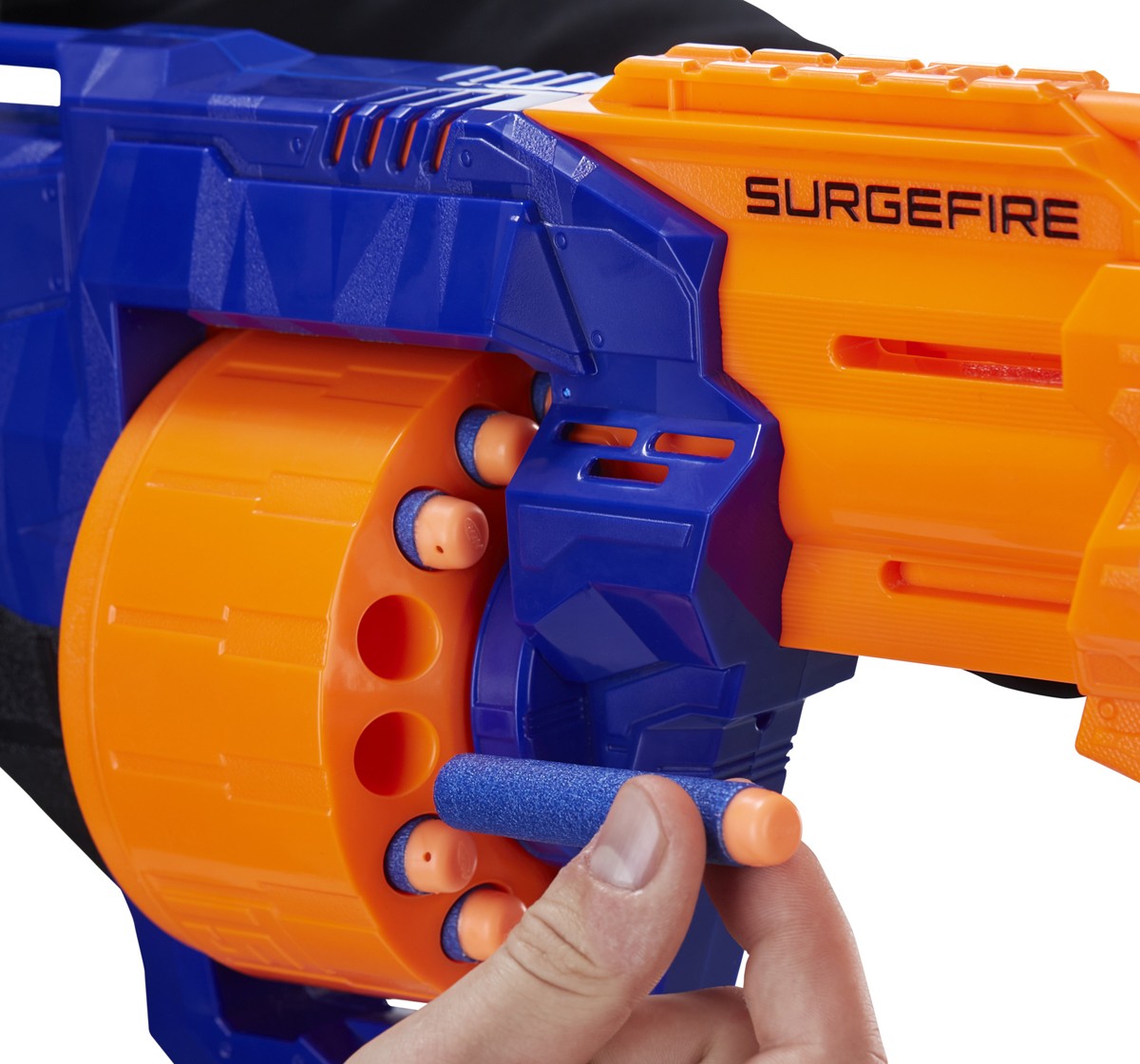 Nerf Surgefire Elite Blaster 15-Dart Rotating Drum, Slam Fire, Includes 15 Official Elite Darts