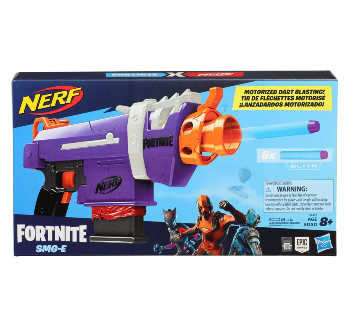 Nerf Fortnite SMG E Blaster Motorized Dart Blasting 6 Dart Clip, 6 Official Nerf Elite Darts