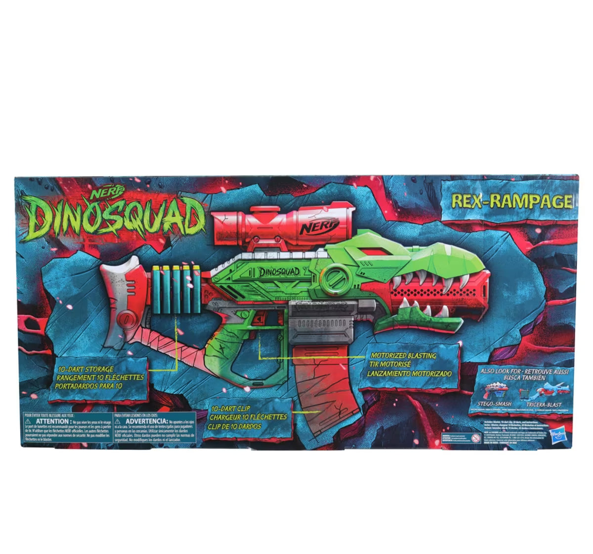 Nerf DinoSquad Rex-Ramp, Motorized Dart Blaster, 10-Dart Clip, 20 Official Nerf Darts, 10-Dart StorAge, T-Rex Dinosaur Design
