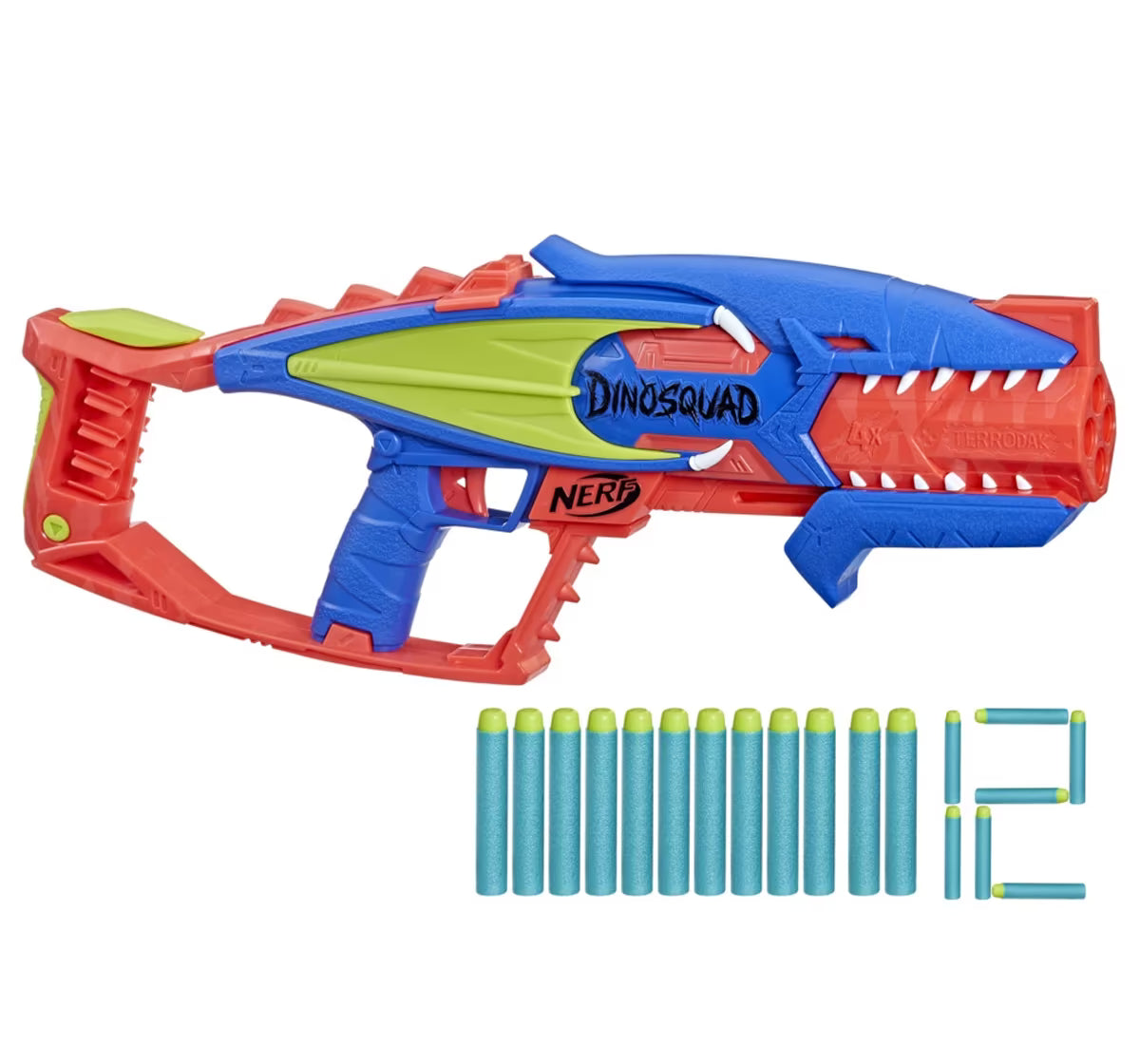 Nerf DinoSquad Terrodak, 4 Dart Blasting, Dart StorAge, 12 Nerf Elite Darts, Dinosaur Design