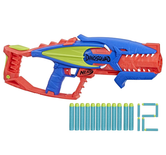 Nerf DinoSquad Terrodak, 4 Dart Blasting, Dart StorAge, 12 Nerf Elite Darts, Dinosaur Design