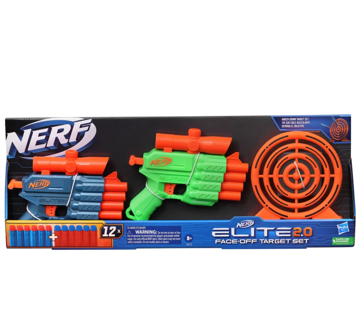 Nerf Elite 2.0 Face Off Target Set, Includes 2 Dart Blasters & Target, 12 Nerf Elite Darts