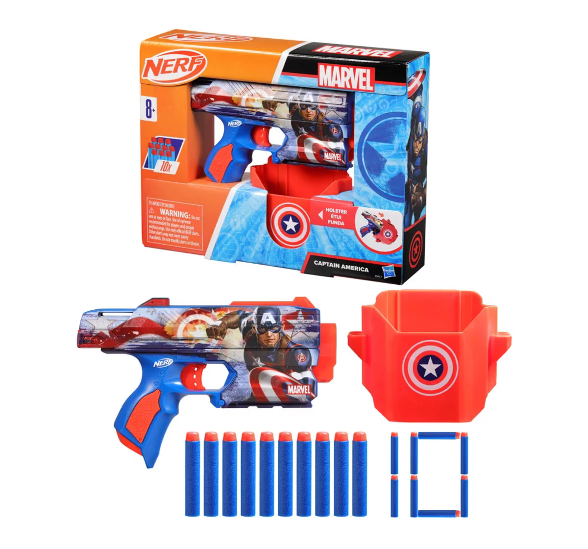 Nerf Marvel Captain America Dart Blaster, 10 Nerf Elite Darts