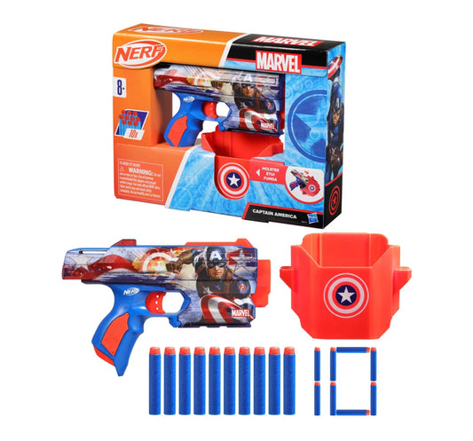 Nerf Marvel Captain America Dart Blaster, 10 Nerf Elite Darts