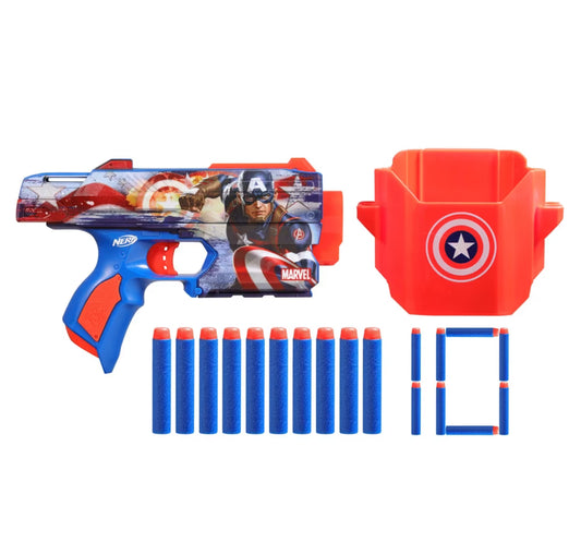 Nerf Marvel Captain America Dart Blaster, 10 Nerf Elite Darts