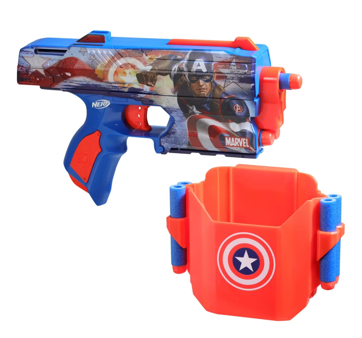 Nerf Marvel Captain America Dart Blaster, 10 Nerf Elite Darts