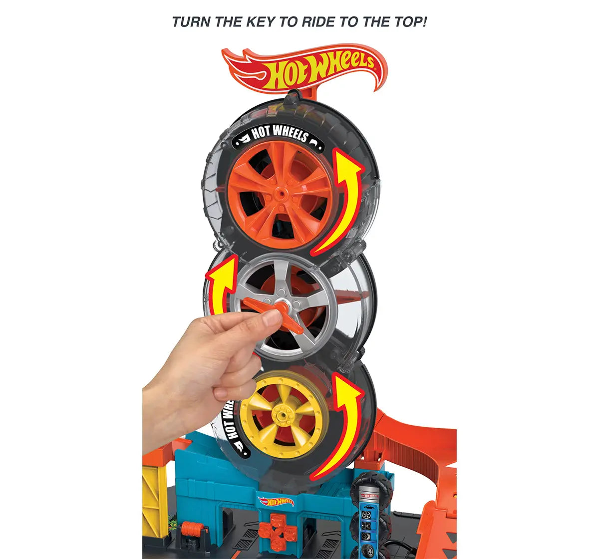 Hot Wheels City Super Twist Tire Shop with 1:64 single Car HDP02