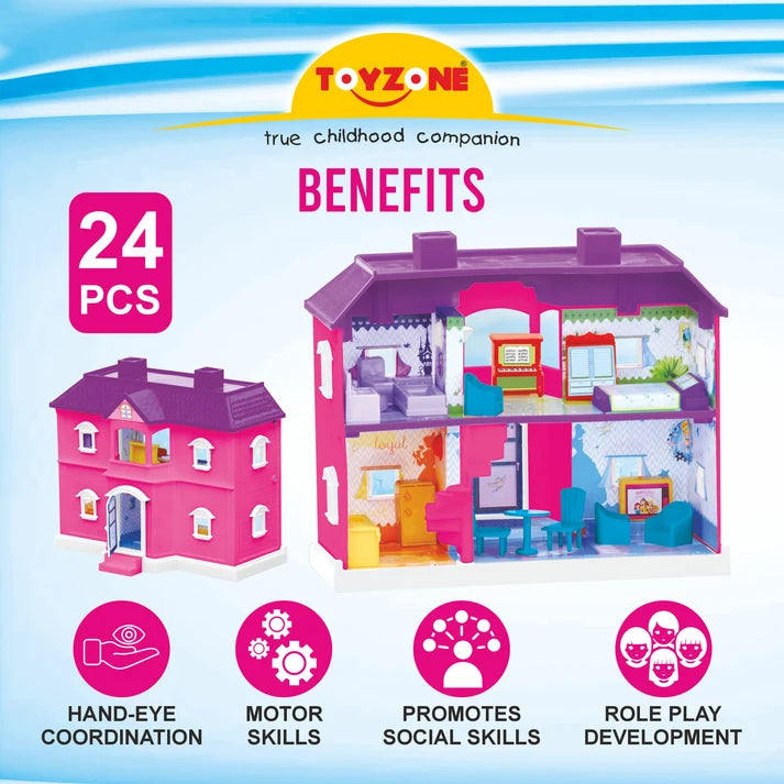 Toyzone Disney Princess Doll House For Girls 24 pcs