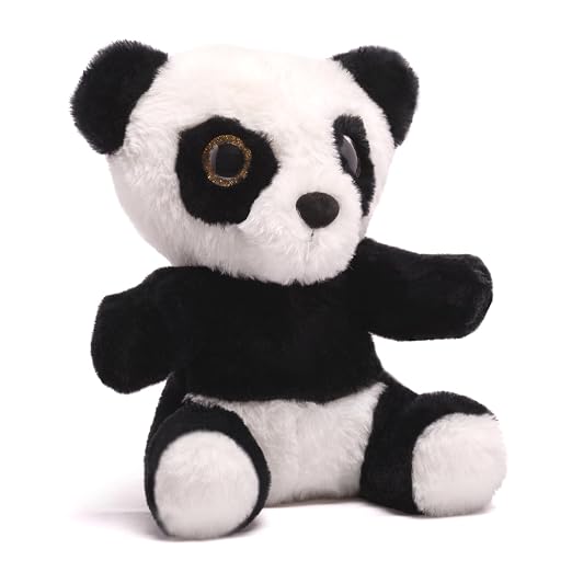 Mirada Adorable Plush Animal Black Glitter Eye Panda Soft Toy - 25 cm