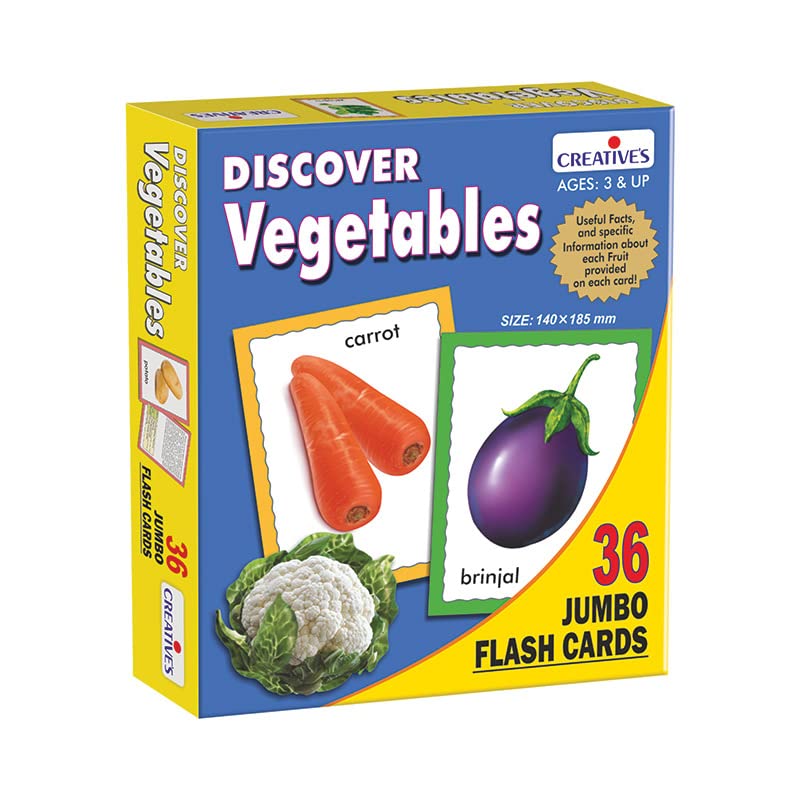 Creative's Discover Vegetables, Jumbo Flash Cards, Useful Facts & Information About Each Vegetables