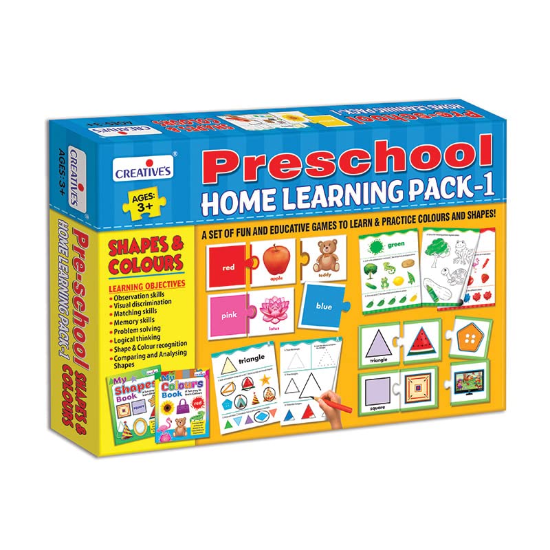 Creative’s Preschool Home Learning Pack 1 Shapes & Colours, 20 Matching Puzzles,  My Shapes Book,  My Colours Book, Colour Trace Write Activities