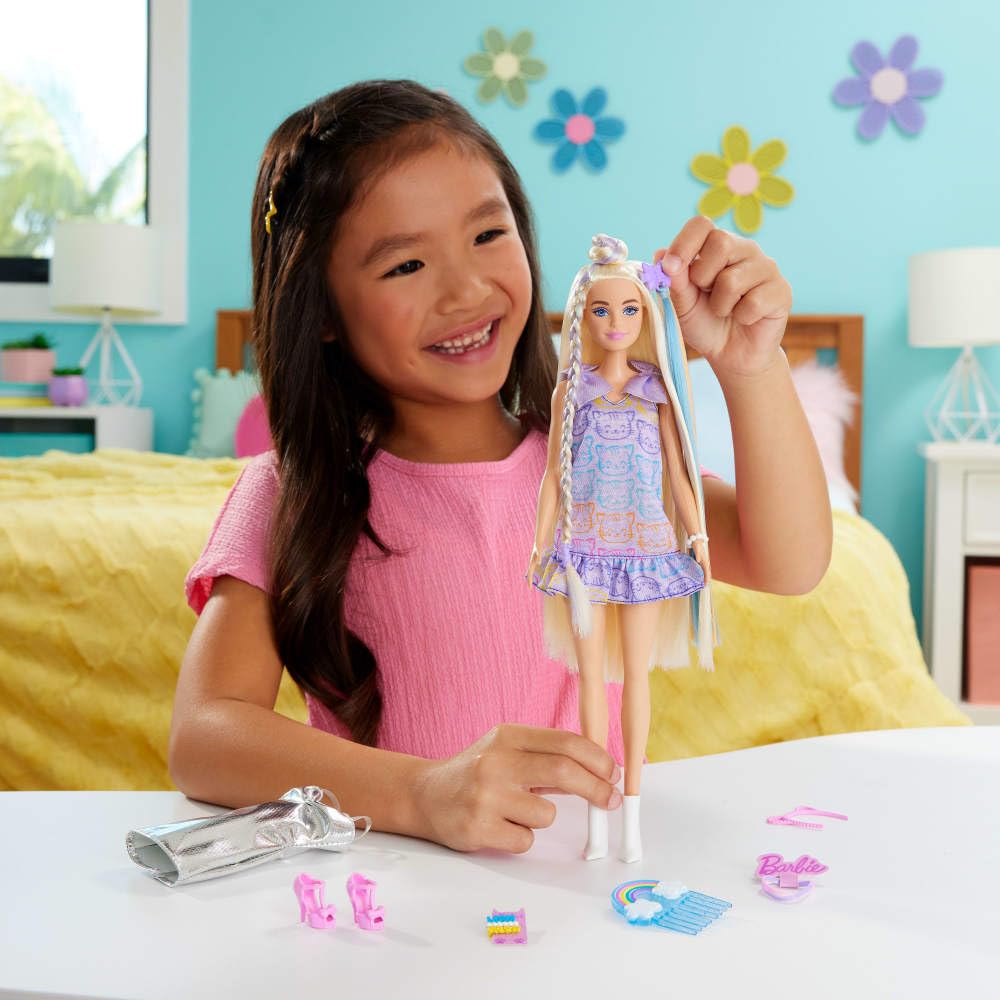 Barbie Fun & Fancy Doll & Accessories, Blonde Fashion Doll with Extra-Long Hair & 2 Looks