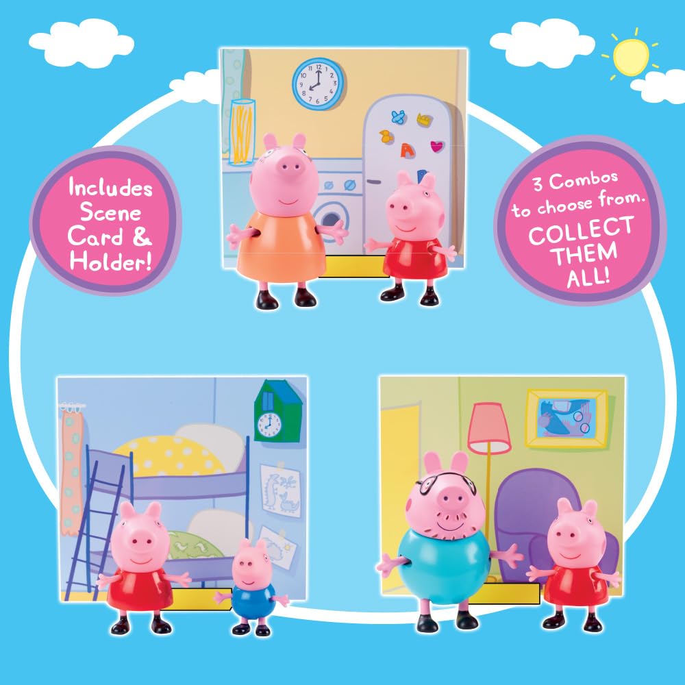 Peppa Pig and Mummy Pig Twin Figure Fun Pack with Two Poseable Figures and a Scene Card