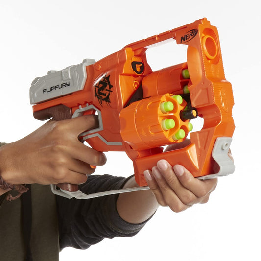 Nerf Zombie Strike Flipfury Toy Blaster With 2 Flipping Drums And 12 Official Zombie Strike Elite Darts