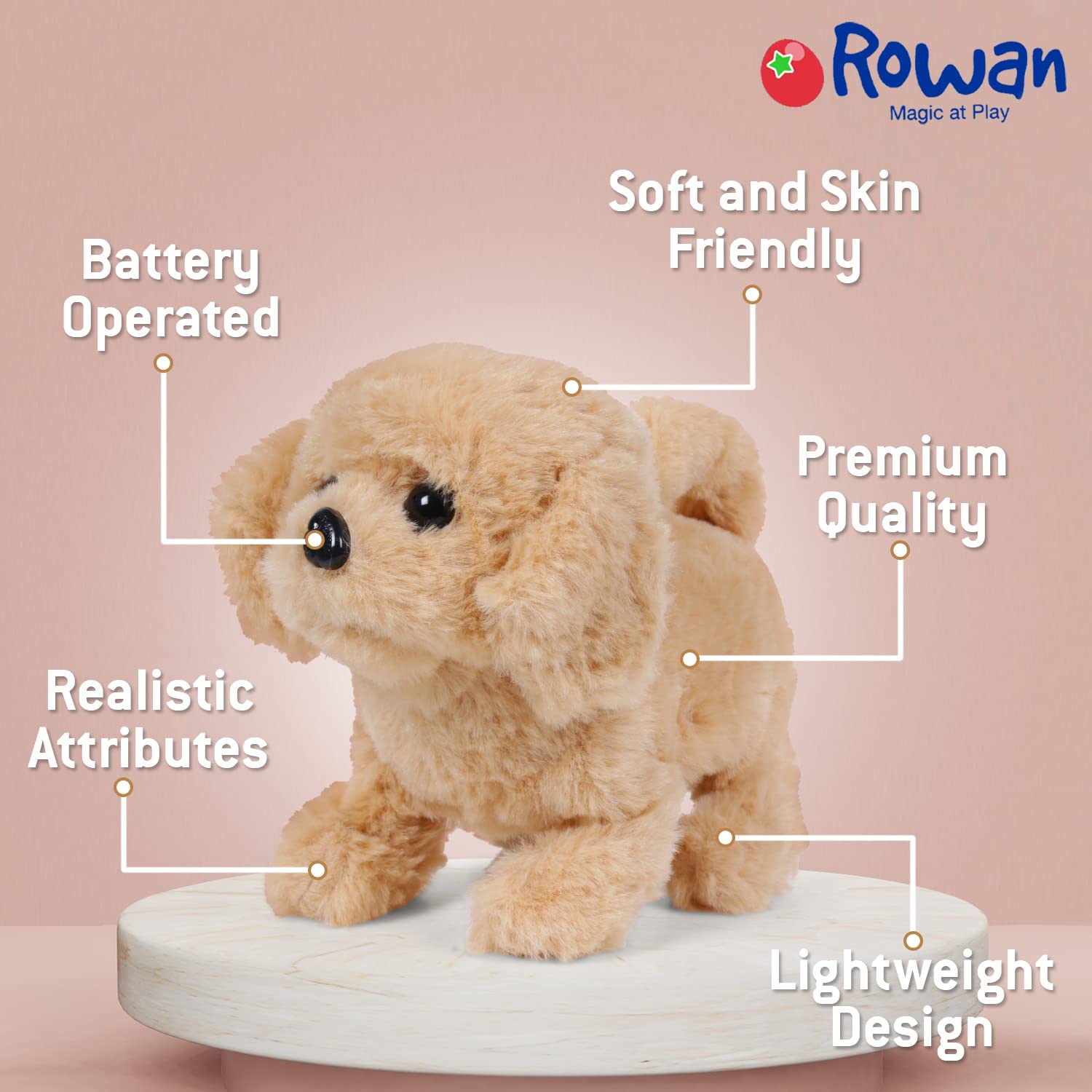Rowan Fuzzbuzz Buddy Walking Dog Stuffed Toy, Cute Plushie