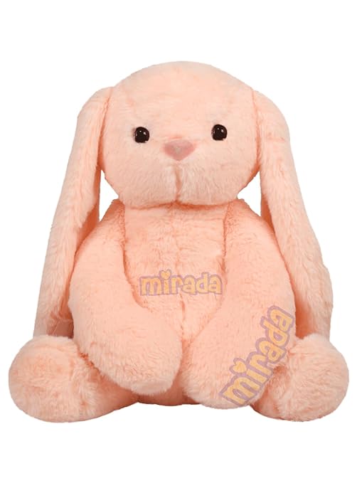 Mirada Cute Peach Bunny Soft Toy, Huggable Rabbit with Long Ears - 35cm