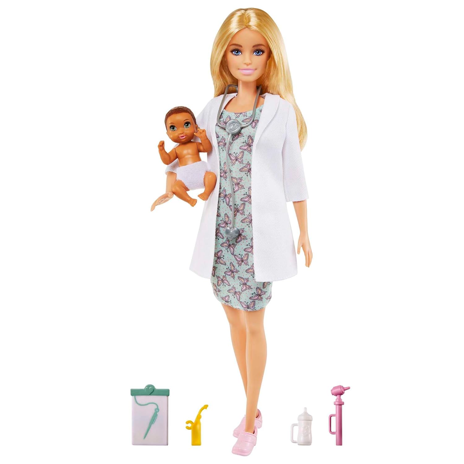 Barbie Baby Doctor Playset with Blonde Doll 12-in, Infant Doll & Accessories