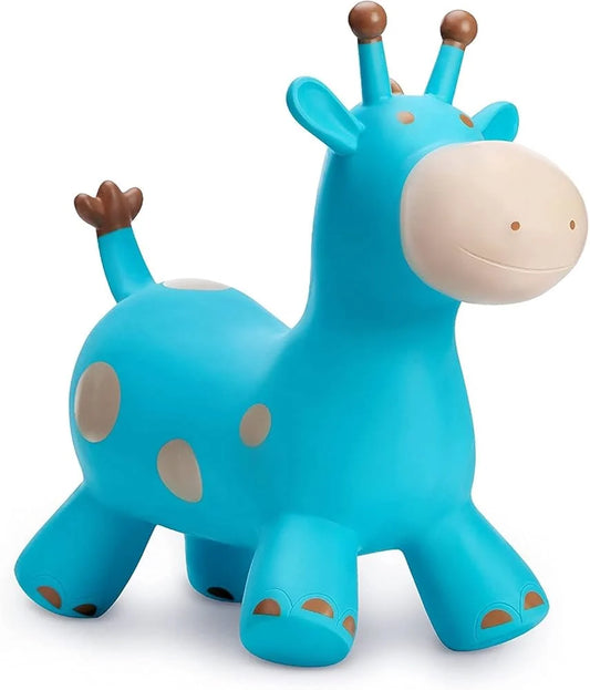 Itoys Jumpy Giraffe for Toddler, Animal Hopper, Bouncing Inflatable Jumping/Hopping Toy for Kids with Pump, Multicolor
