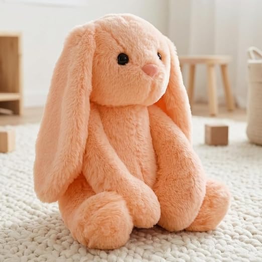Mirada Cute Peach Bunny Soft Toy, Huggable Rabbit with Long Ears - 35cm