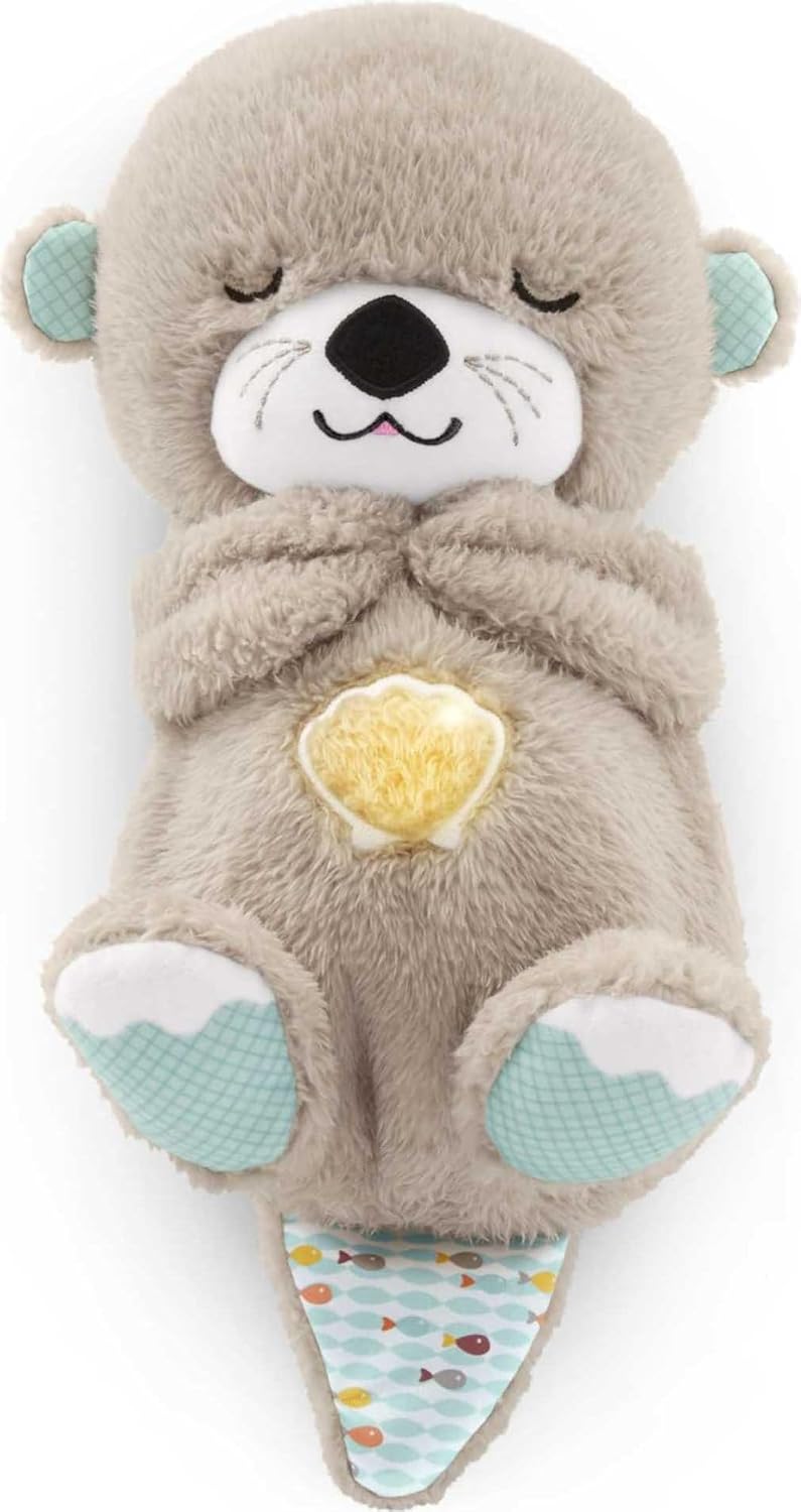 FISHER-PRICE BABY Toy Soothe 'n Snuggle Otter Portable Plush Sound Machine with Music Lights & Breathing Motion for Newborns