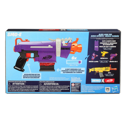 Nerf Fortnite SMG E Blaster Motorized Dart Blasting 6 Dart Clip, 6 Official Nerf Elite Darts