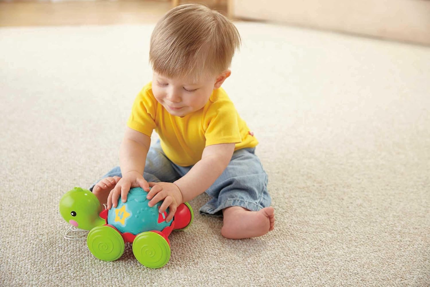 Fisher-Price Pull-Along Turtle, Baby and Toddler Pull Toy with Fun Actions