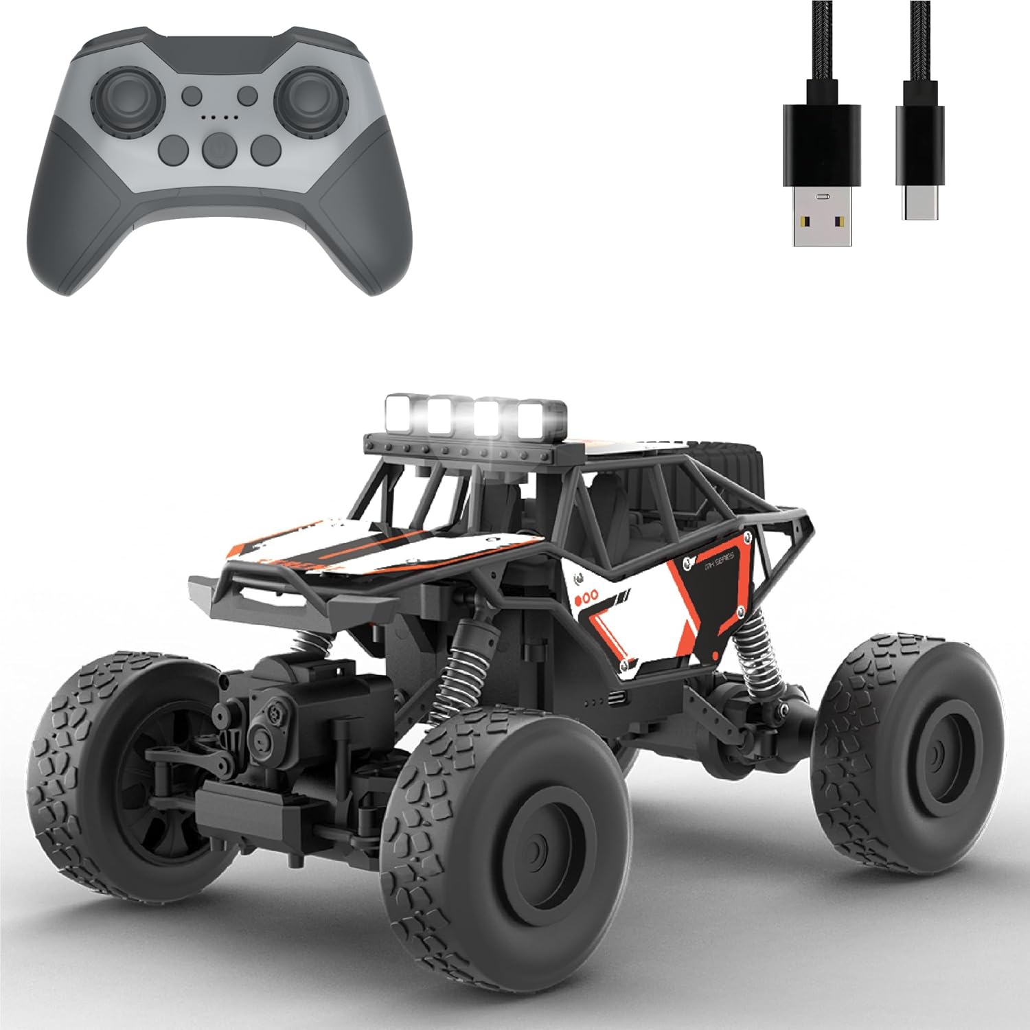 ELECTROBOTIC Off-Roader 4x4 RC Car, True 4-Wheel Drive, High-Speed with Bright Headlights, Multicolor