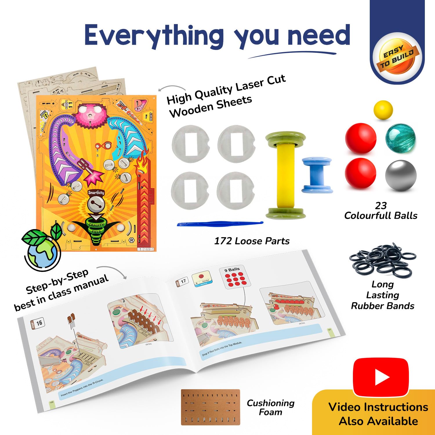 Smartivity Pinball Machine DIY Wood STEM Toy