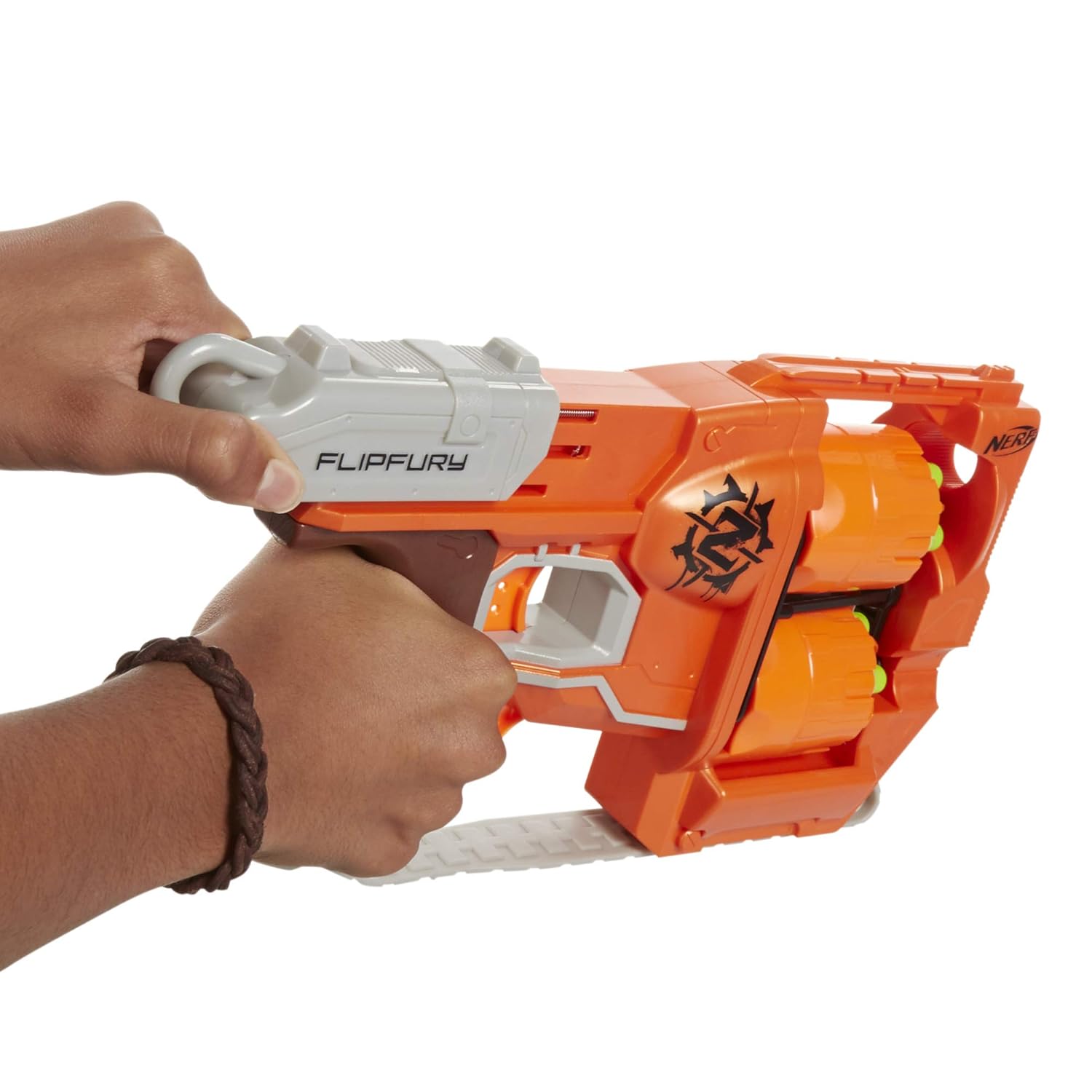 Nerf Zombie Strike Flipfury Toy Blaster With 2 Flipping Drums And 12 Official Zombie Strike Elite Darts