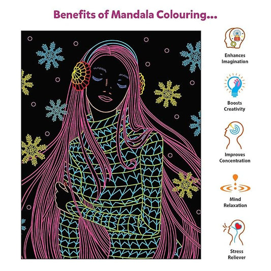 Little Berry Canvas Neon Fashion Mandala Art Colouring Kit